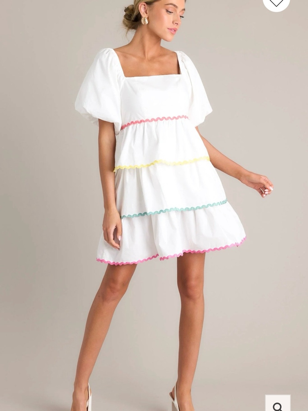 Peach Love California White Mini Dress with Pastel Trim